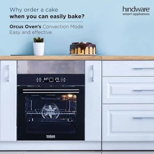 Hindware Smart Appliances Orcus 80L Built-In Oven | Touch Control with Digital Display | 12 Cooking Functions with Rotisserie | Convection & Grill Rack | Universal Pan | Child Lock with 1 Yr Warranty