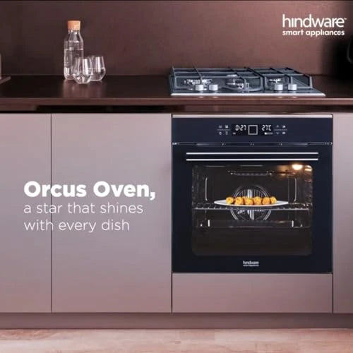 Hindware Smart Appliances Orcus 80L Built-In Oven | Touch Control with Digital Display | 12 Cooking Functions with Rotisserie | Convection & Grill Rack | Universal Pan | Child Lock with 1 Yr Warranty