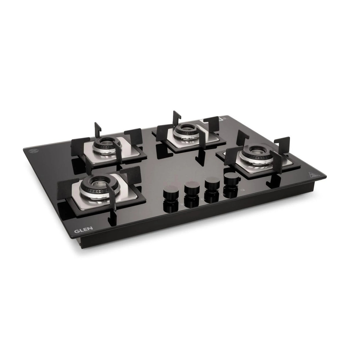 Glen 4 Burner Premium Hobtop 70 cm Built in Hob | Auto Ignition | Italian SABAF Double Ring Burners | 8 mm Toughened Glass Top | Black | 2 Years Standard & 5 Years Glass Warranty (1074SQHTIN70)