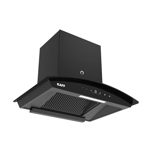 KAFF VASCO DC 60 (BLDC Motor) Filter-less Smart Auto Clean Slant Kitchen Chimney 60 CM with 1480 m3/hr Suction Capacity, Touch with 9 Speed Gesture Control, Intuitive Display Panel (Black)