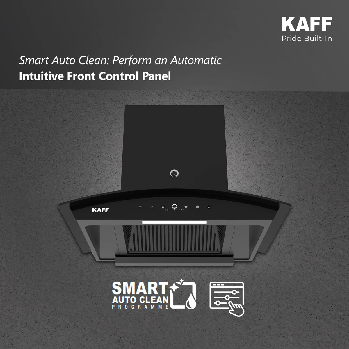 KAFF VASCO DC 60 (BLDC Motor) Filter-less Smart Auto Clean Slant Kitchen Chimney 60 CM with 1480 m3/hr Suction Capacity, Touch with 9 Speed Gesture Control, Intuitive Display Panel (Black)