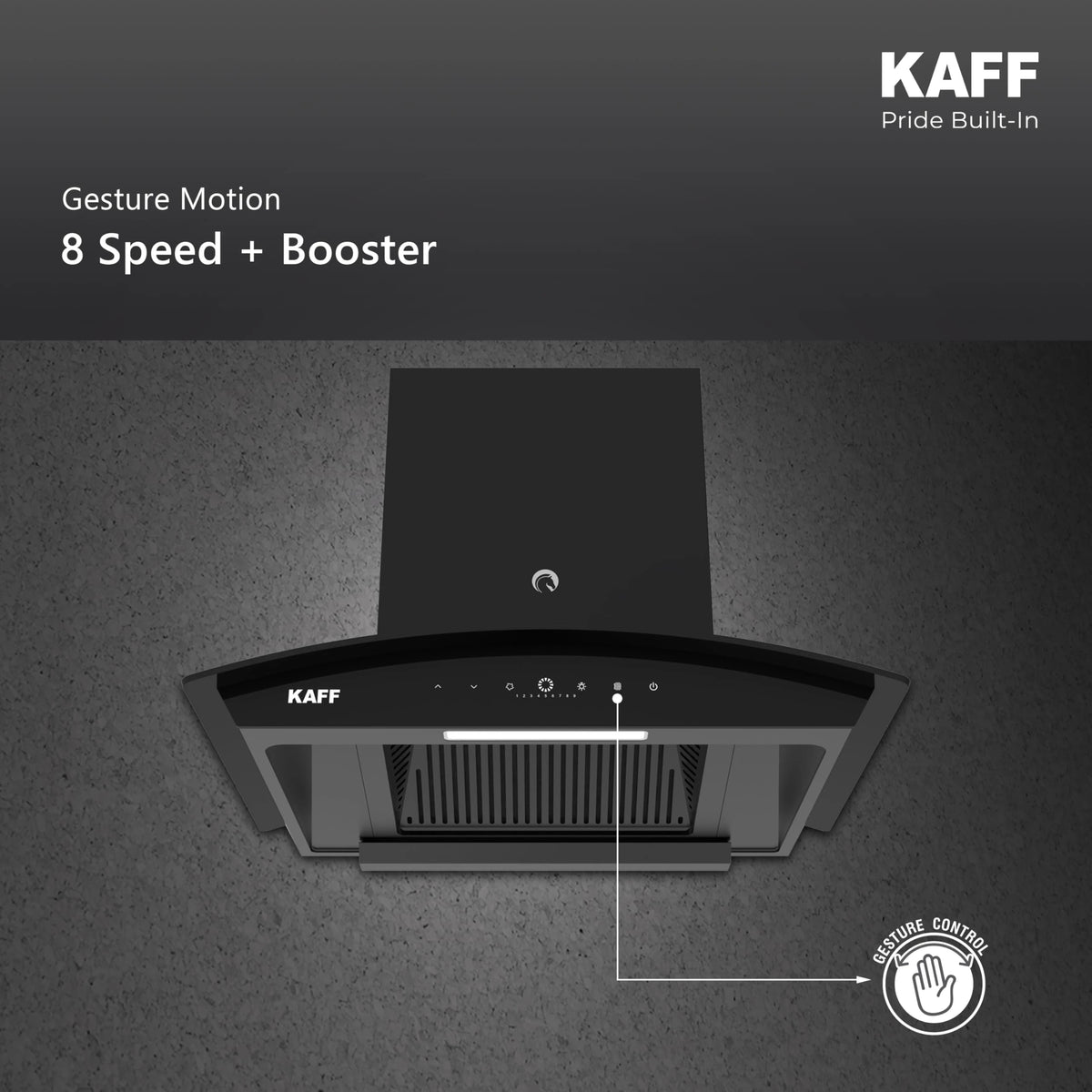 KAFF VASCO DC 60 (BLDC Motor) Filter-less Smart Auto Clean Slant Kitchen Chimney 60 CM with 1480 m3/hr Suction Capacity, Touch with 9 Speed Gesture Control, Intuitive Display Panel (Black)