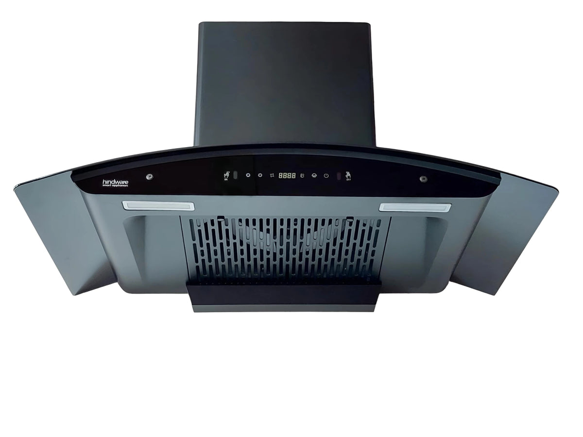 Hindware Viviana 90 | MaxX Suction 1450 m³/hr* | Filterless | BLDC Motor | Turbo Mode | Thermal Auto Clean Wall Mounted 90cm Chimney (Black)