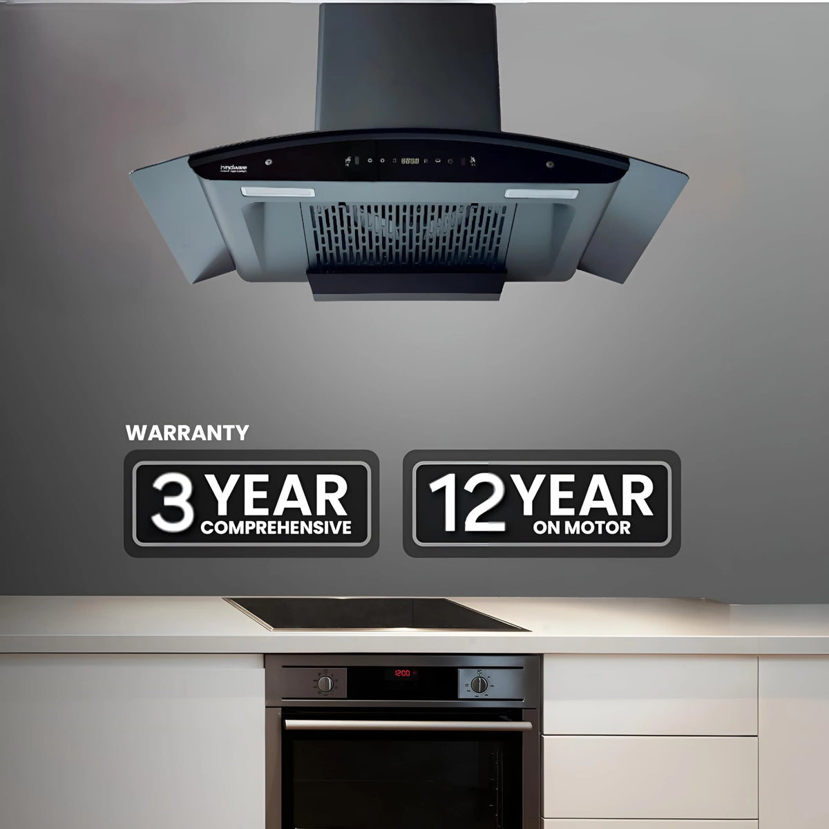 Hindware Viviana 90 | MaxX Suction 1450 m³/hr* | Filterless | BLDC Motor | Turbo Mode | Thermal Auto Clean Wall Mounted 90cm Chimney (Black)