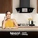 Beyond Appliances Asteria 60cm Auto Clean Kitchen Chimney | 1408 CMH Suction | Filterless | Curved Glass | Smart Screen & Speakers | Touch Control | Black Finish