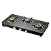 KAFF 3 Burner Gas Stove Top for Kitchen - 71CM Manual Ignition Cooktop| Modern Glass Stove for Modular Kitchen, ISI Certified & Compatible with LPG (Black)