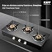 KAFF 3 Burner Gas Stove Top for Kitchen - 71CM Manual Ignition Cooktop| Modern Glass Stove for Modular Kitchen, ISI Certified & Compatible with LPG (Black)