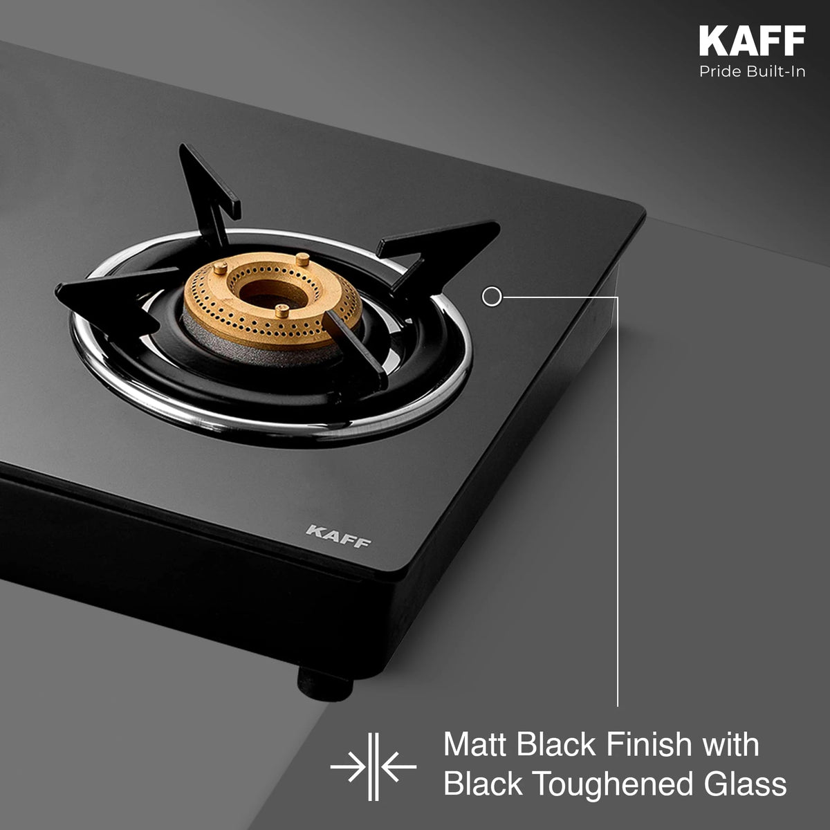 KAFF 3 Burner Gas Stove Top for Kitchen - 71CM Manual Ignition Cooktop| Modern Glass Stove for Modular Kitchen, ISI Certified & Compatible with LPG (Black)