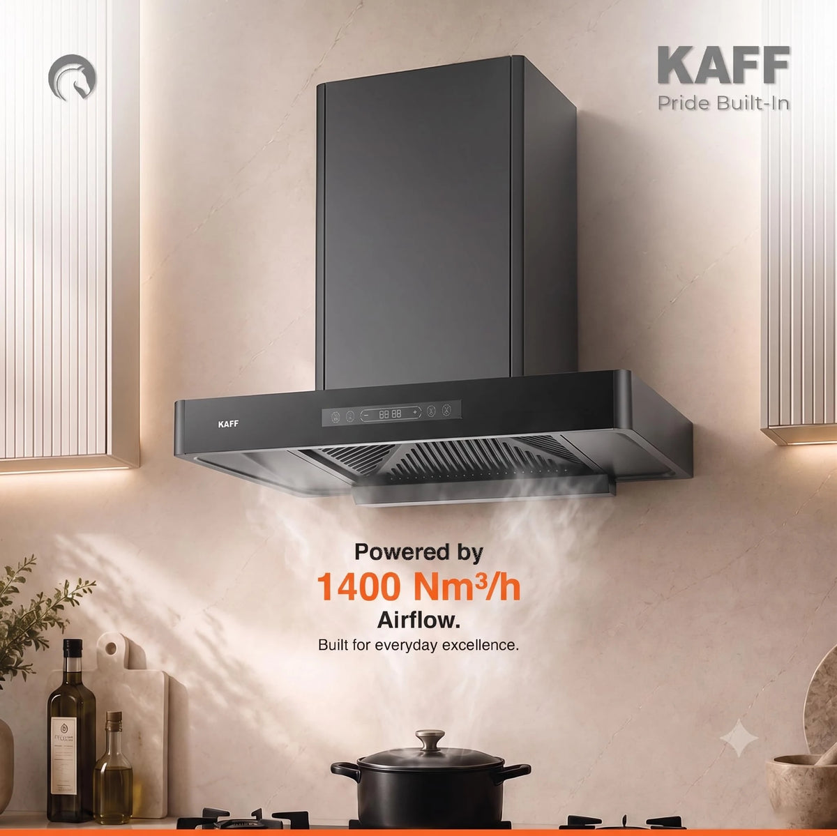 KAFF 90cm T-Shape BLDC Chimney, Installation Kit Included, KET 90B-DC