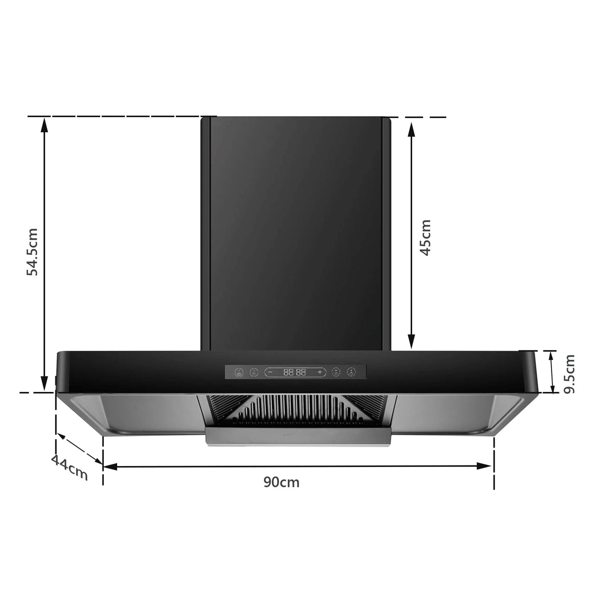 KAFF 90cm T-Shape BLDC Chimney, Installation Kit Included, KET 90B-DC
