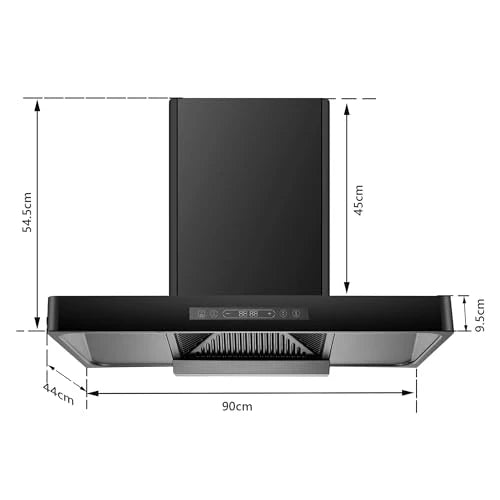 KAFF 90cm T-Shape BLDC Chimney, Installation Kit Included, KET 90B-DC