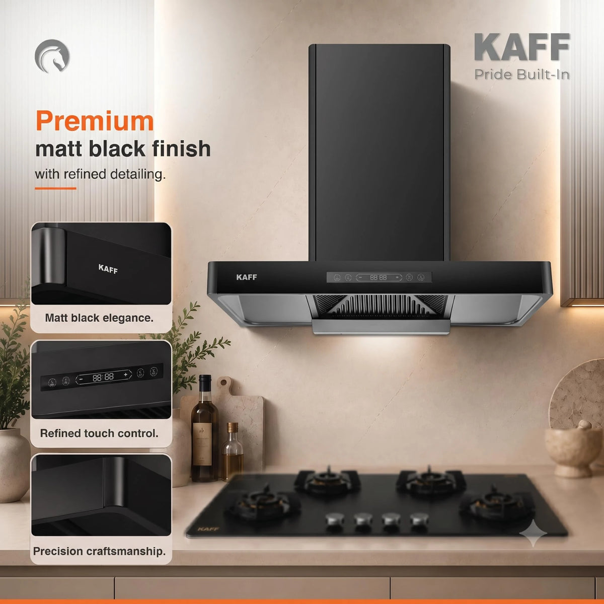 KAFF 90cm T-Shape BLDC Chimney, Installation Kit Included, KET 90B-DC