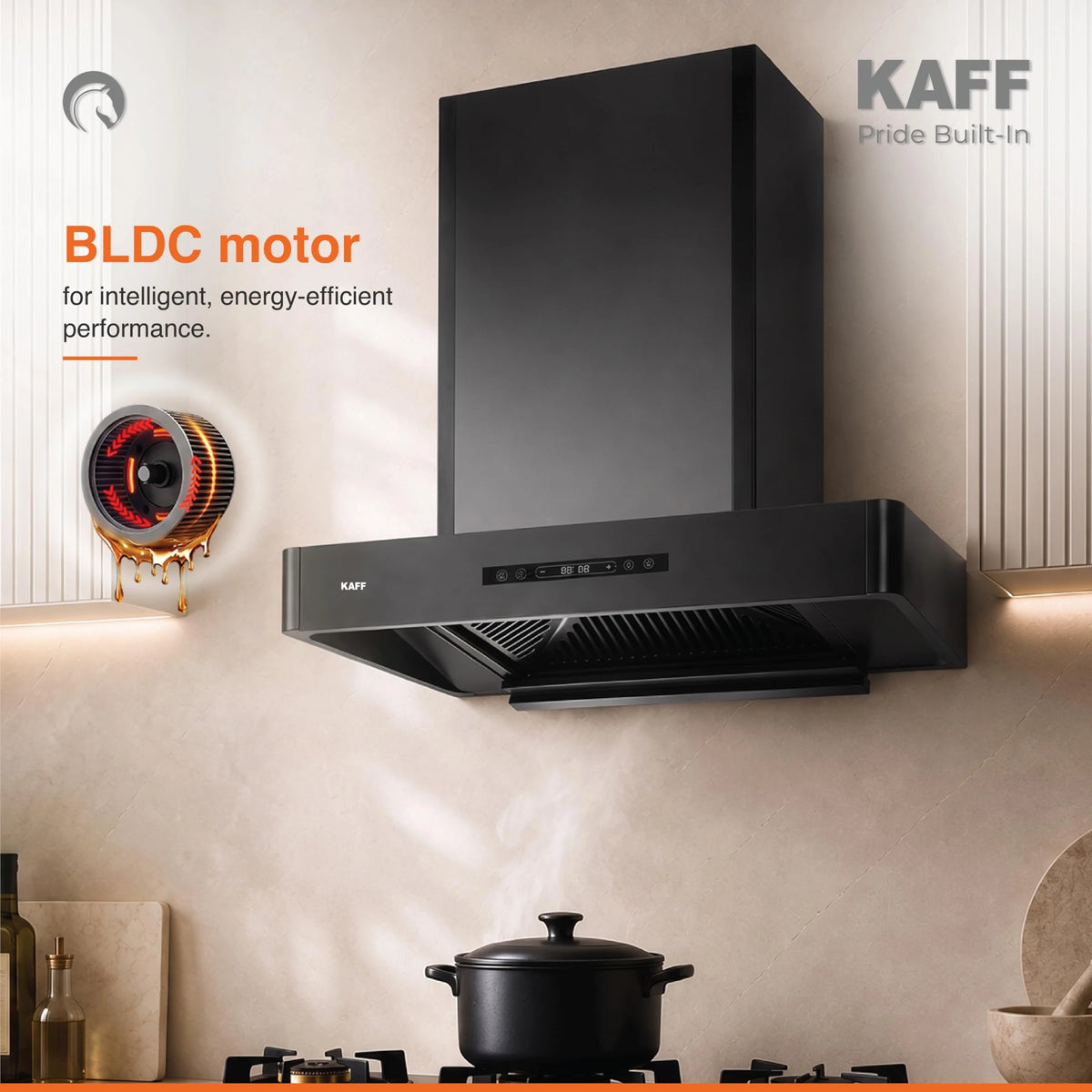 KAFF 60cm T-Shape BLDC Chimney, Installation Kit Included, KET 60B-DC