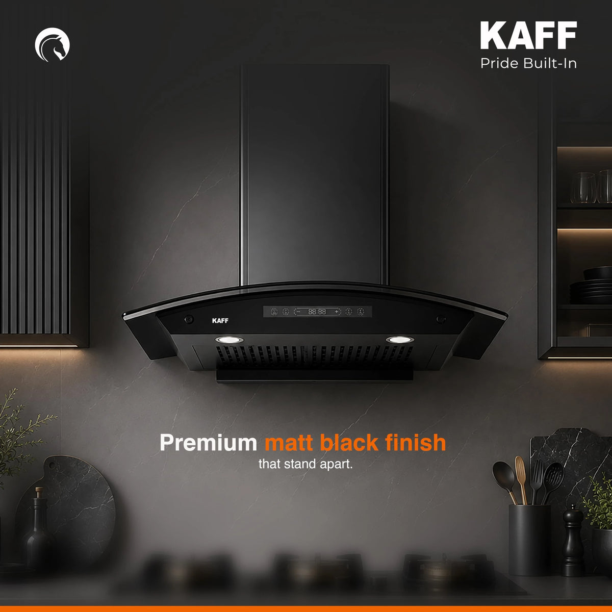KAFF 60cm Curved BLDC Chimney, Installation Kit Included, KEC 60A-DC