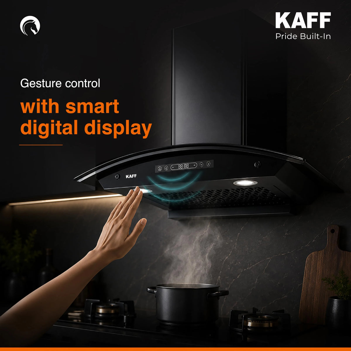 KAFF 60cm Curved BLDC Chimney, Installation Kit Included, KEC 60A-DC