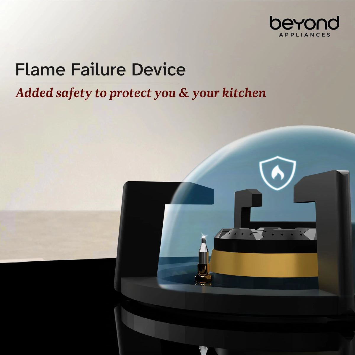 Beyond Appliances Altair 4 Burner Smart Glass Hobtop Gas Stove | Auto Ignition | Digital Timer | Flame Failure Device | Jumbo Burner | Toughened Glass | LPG & PNG Compatible