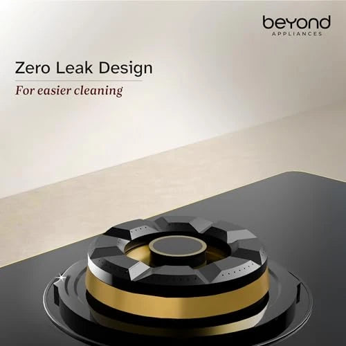 Beyond Appliances Altair 4 Burner Smart Glass Hobtop Gas Stove | Auto Ignition | Digital Timer | Flame Failure Device | Jumbo Burner | Toughened Glass | LPG & PNG Compatible