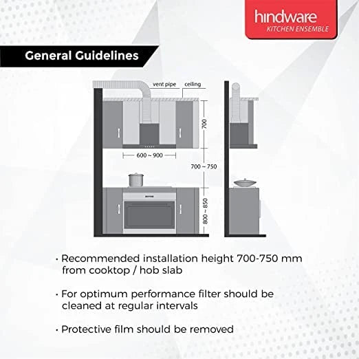 HINDWARE DIVINA NEO 60 (1200m³/hr) AUTOCLEAN CHIMNEY WITH MOTION SENSOR AND TOUCH CONTROL (LAUNCH YEAR 2024)