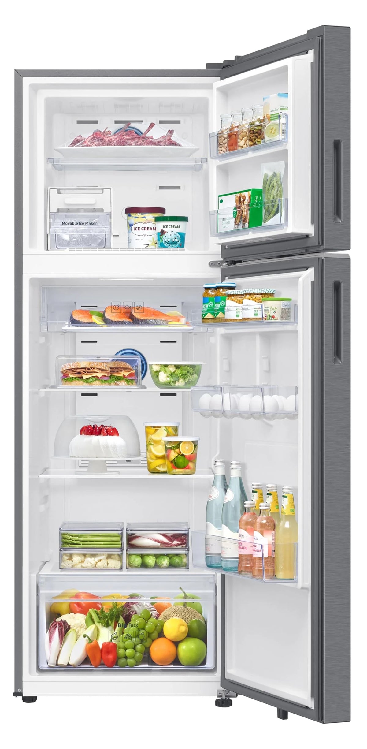 Samsung 350 L, 3 Star, Convertible 5-in-1, Digital Inverter, Frost Free Double Door, WiFi Enabled Bespoke AI Refrigerator (RT38DG5A4DSLHL, Real Steel, Silver)