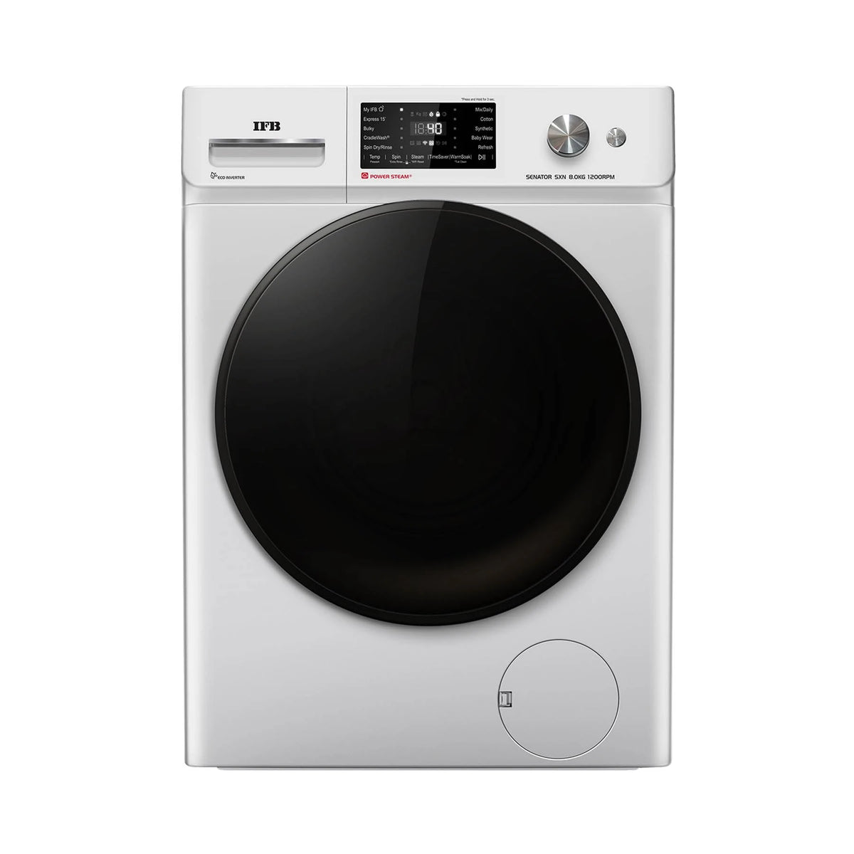 IFB 8 Kg 5 Star Powered by AI with 9 Swirl Wash, Fully Automatic Front Load Washing Machine (Senator SXN 8012K,Steam Refresh Program with Eco Inverter, Senator SXN 8012K, 2024)