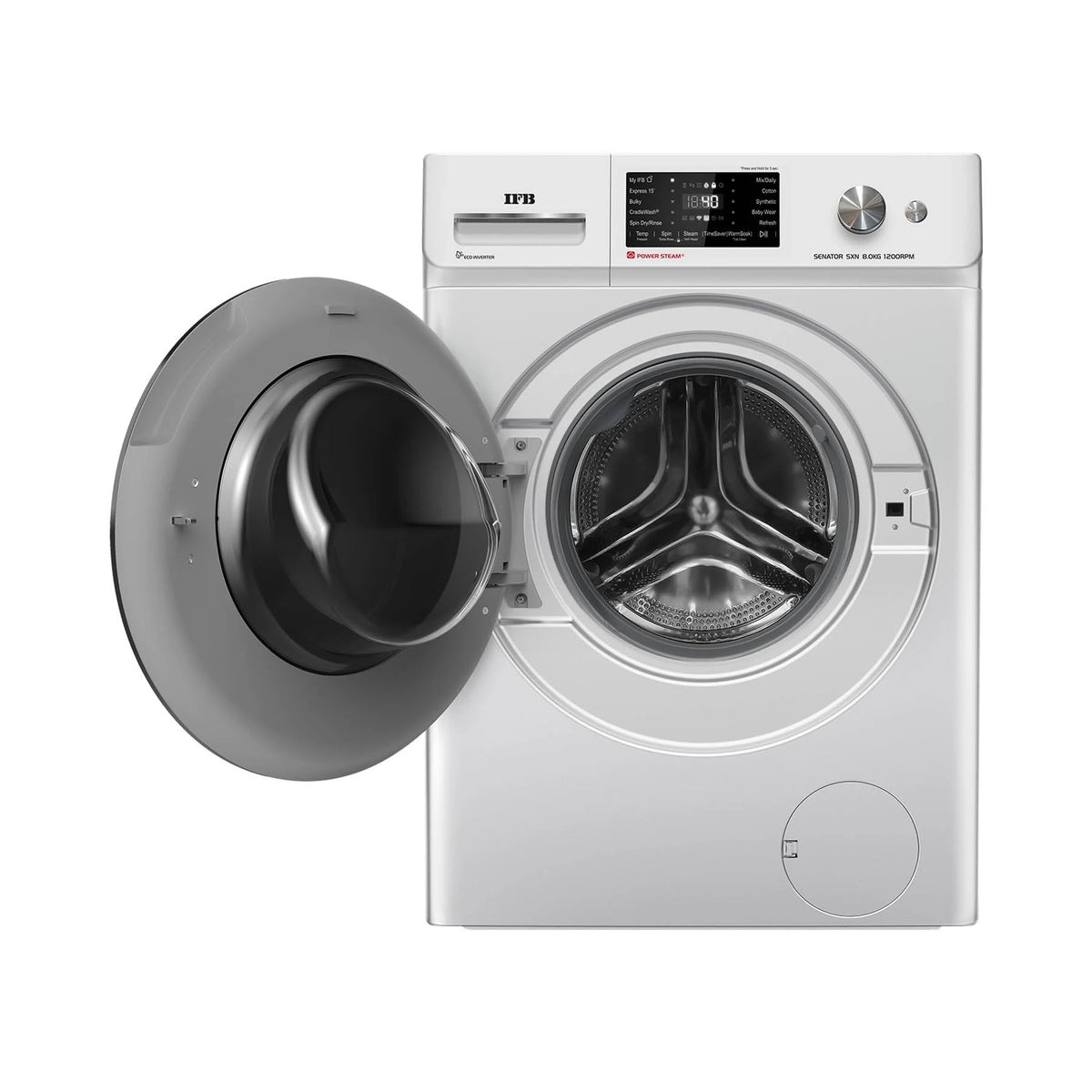 IFB 8 Kg 5 Star Powered by AI with 9 Swirl Wash, Fully Automatic Front Load Washing Machine (Senator SXN 8012K,Steam Refresh Program with Eco Inverter, Senator SXN 8012K, 2024)