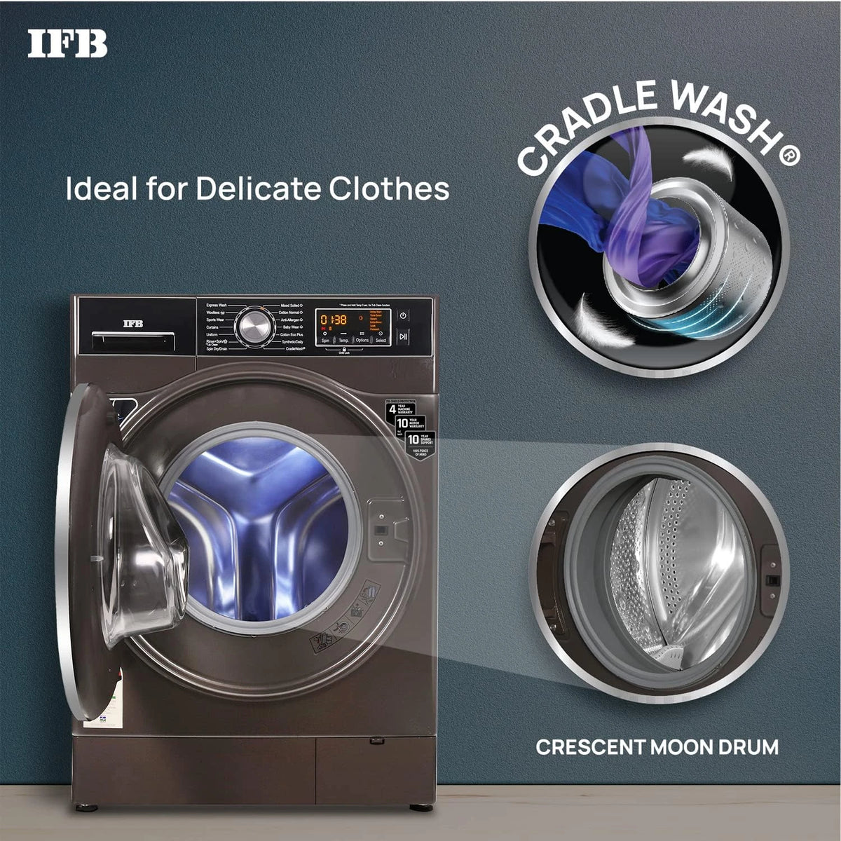 IFB 8 Kg 5 Star Front Load Washing Machine 2X Power Steam (SENATOR PLUS MXS,1400 RPM Mocha, In-built Heater, 4 years Comprehensive Warranty)