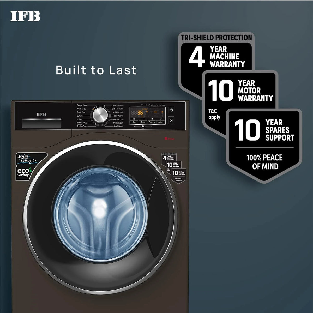 IFB 8 Kg 5 Star Front Load Washing Machine 2X Power Steam (SENATOR PLUS MXS,1400 RPM Mocha, In-built Heater, 4 years Comprehensive Warranty)