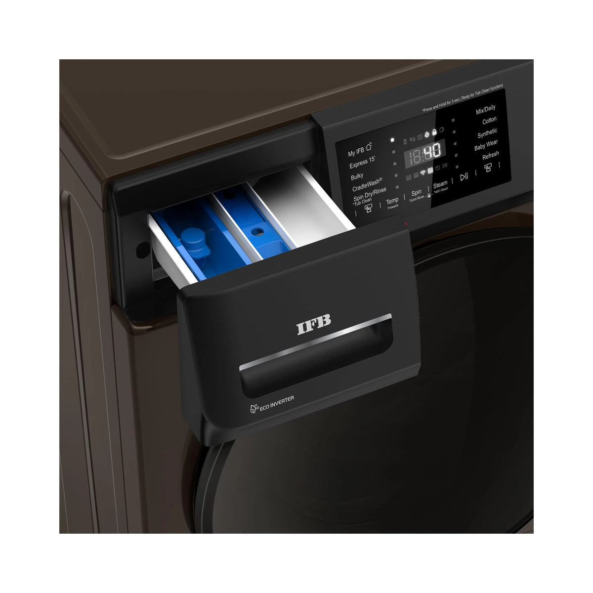 IFB 8 Kg 5 Star Powered by AI with 9 Swirl Wash, Fully Automatic Front Load Washing Machine (Senator MBN 8014, Steam Refresh Program with Eco Inverter, Mocha, 2024)