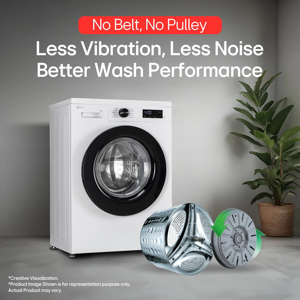 LG 7 Kg 5 Star Steam, Inverter Direct Drive Technology, 6 Motion DD, Fully-Automatic Front Load Washing Machine (FHB1207Z2WB, In-Built Heater, Dial + Full Touch Buttons & LED Display, Essence White)
