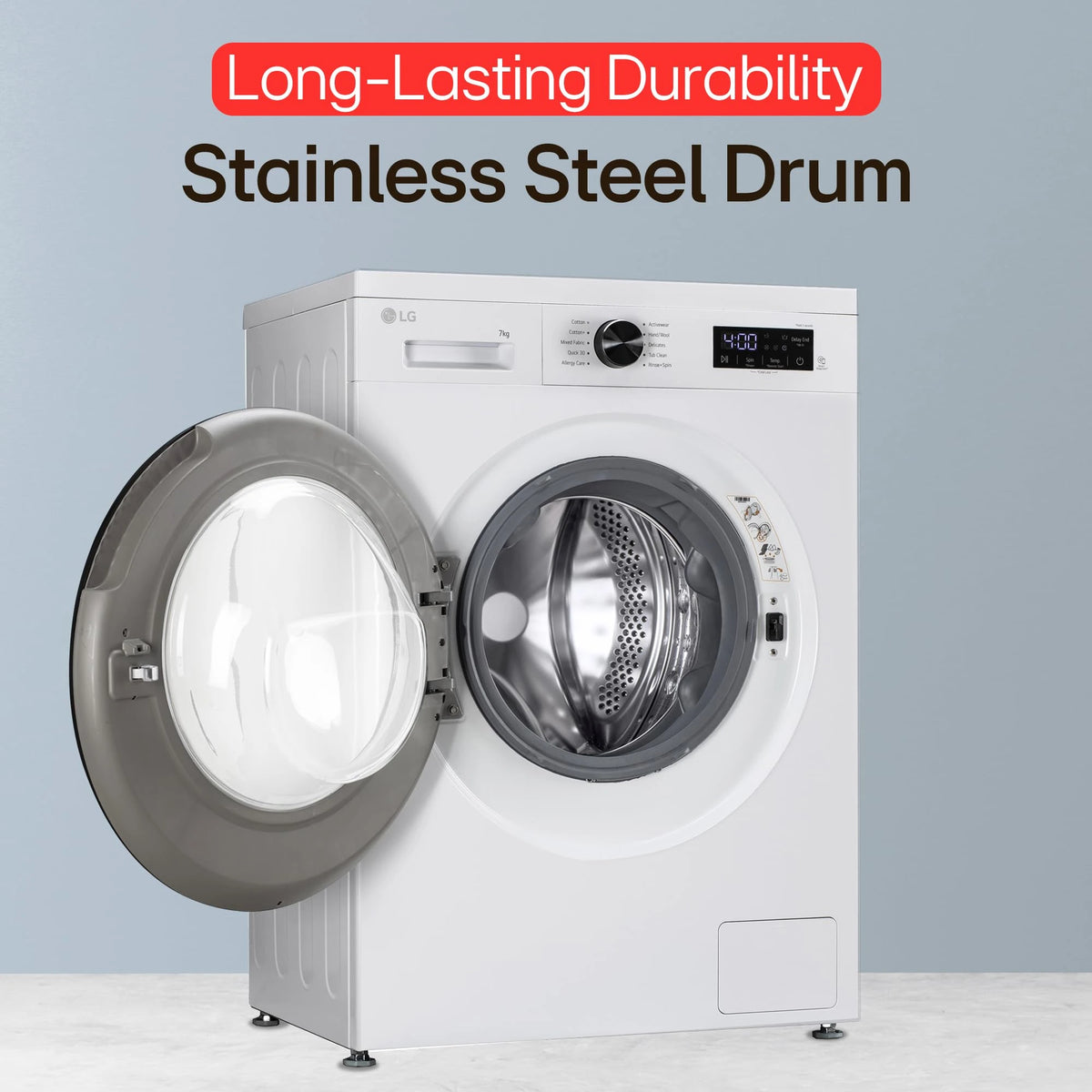 LG 7 Kg 5 Star Steam, Inverter Direct Drive Technology, 6 Motion DD, Fully-Automatic Front Load Washing Machine (FHB1207Z2WB, In-Built Heater, Dial + Full Touch Buttons & LED Display, Essence White)