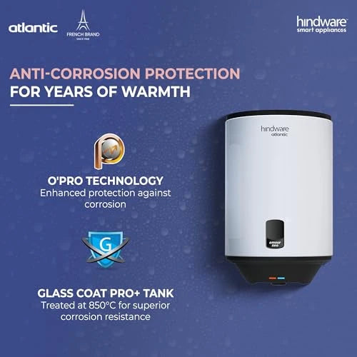 Hindware Smart Appliances | Amour Neo 25L | 2Kw | Glasslined Coated Tank | 5-Star Rating And Temperature Control Knob |Storage Water Heater (Geyser) White & Black