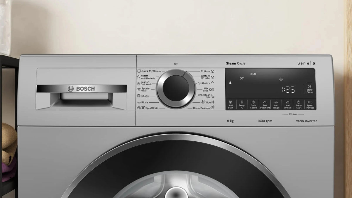 Bosch 8 kg 5 Star Fully-Automatic Front Loading Washing Machine (WGA2341SIN, Silver, AI active water plus, In-Built Heater)