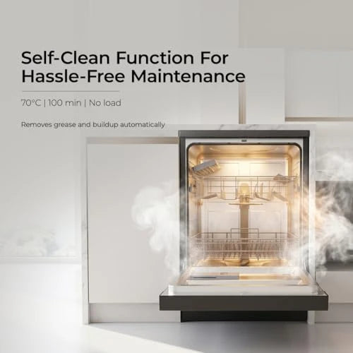 Midea 13 Place Setting Freestanding Dishwasher, 7 Wash Programs, Intensive 70°C, Glass Care Mode (MDWPF1301F(B) IN, ECO & Rapid Wash, Fully Automatic, Suitable for Indian Kitchen)