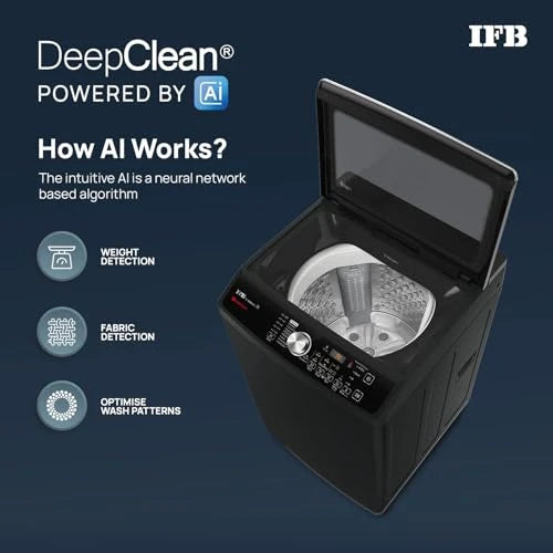 IFB 9 Kg 5 Star with DeepClean® Technology, AI Powered, Fully Automatic Top Load Washing Machine (TL900NB2S, PowerSteam®, Inbuilt Heater, Aqua Energie, Noir Black)