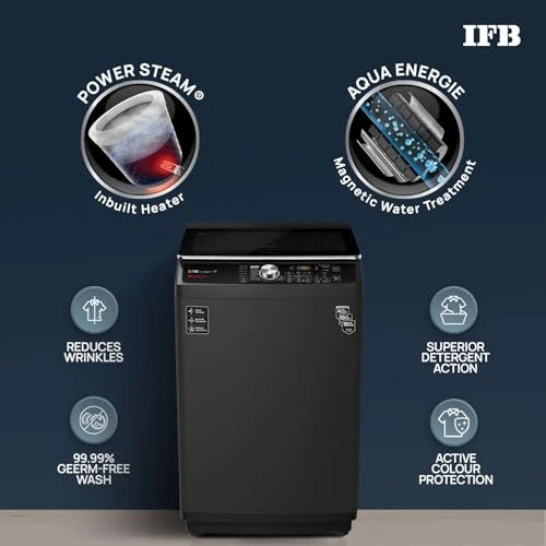 IFB 9 Kg 5 Star with DeepClean® Technology, AI Powered, Fully Automatic Top Load Washing Machine (TL900NB2S, PowerSteam®, Inbuilt Heater, Aqua Energie, Noir Black)