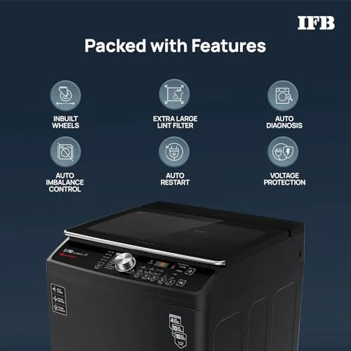 IFB 9 Kg 5 Star with DeepClean® Technology, AI Powered, Fully Automatic Top Load Washing Machine (TL900NB2S, PowerSteam®, Inbuilt Heater, Aqua Energie, Noir Black)