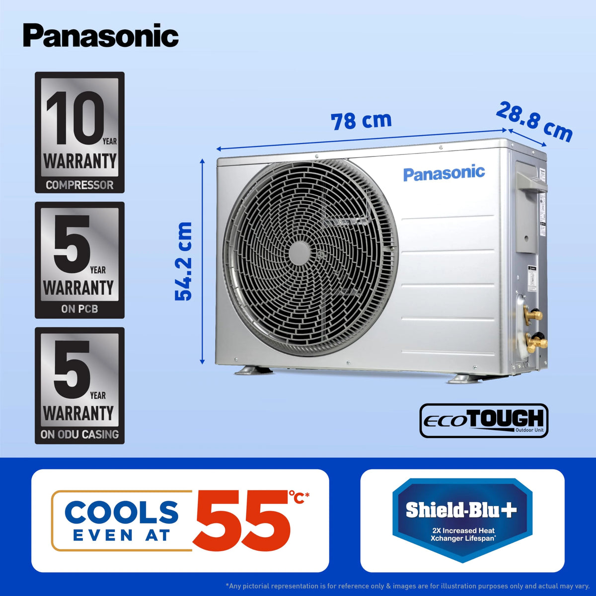 Panasonic 1.5 Ton 3 Star Hot & Cold Inverter Split AC (Higher Airflow, -7~55 Deg. C Operation, Copper Condenser, 7in1 Convertible, 2-Way Swing, PM 0.1 Filter, CS/CU-EZ18BKYF, White)