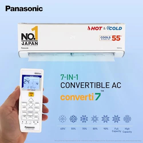 Panasonic 1.5 Ton 3 Star Hot & Cold Inverter Split AC (Higher Airflow, -7~55 Deg. C Operation, Copper Condenser, 7in1 Convertible, 2-Way Swing, PM 0.1 Filter, CS/CU-EZ18BKYF, White)