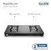Glen Apex 2 Burner LPG Gas Stove 66 cm | 6mm Toughened Glass Top | Brass Burners | ISI Certified | Manual Ignition | Black with Drip Trays & Revolving Inlet Nozzle | 2 Year Warranty