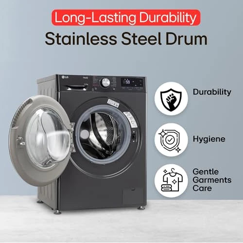 LG Smart Choice,11 Kg (Wash)/7 Kg (Dry), AI Direct Drive Technology, Steam, 6 Motion DD & Wi-Fi Front Load Fully Automatic Washer Dryer (FHD1107SWM, Intelligent & Convenient Fabric Care, Middle Black)