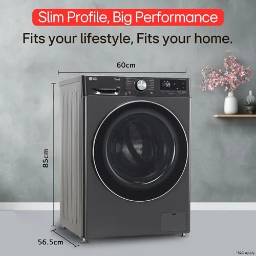 LG Smart Choice,11 Kg (Wash)/7 Kg (Dry), AI Direct Drive Technology, Steam, 6 Motion DD & Wi-Fi Front Load Fully Automatic Washer Dryer (FHD1107SWM, Intelligent & Convenient Fabric Care, Middle Black)