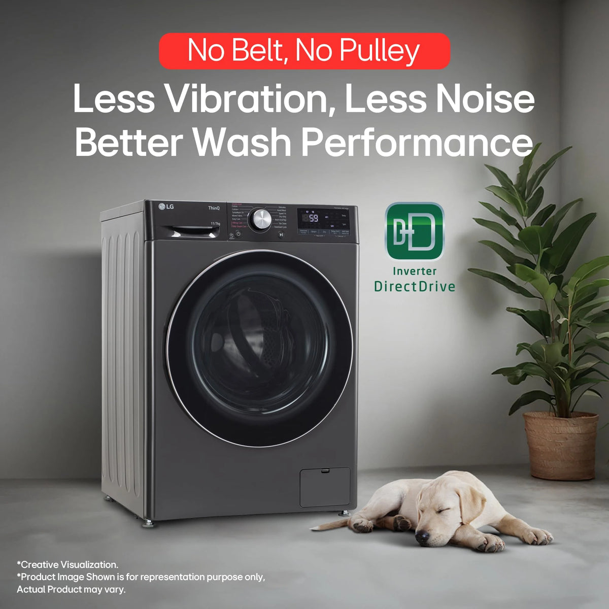 LG Smart Choice,11 Kg (Wash)/7 Kg (Dry), AI Direct Drive Technology, Steam, 6 Motion DD & Wi-Fi Front Load Fully Automatic Washer Dryer (FHD1107SWM, Intelligent & Convenient Fabric Care, Middle Black)