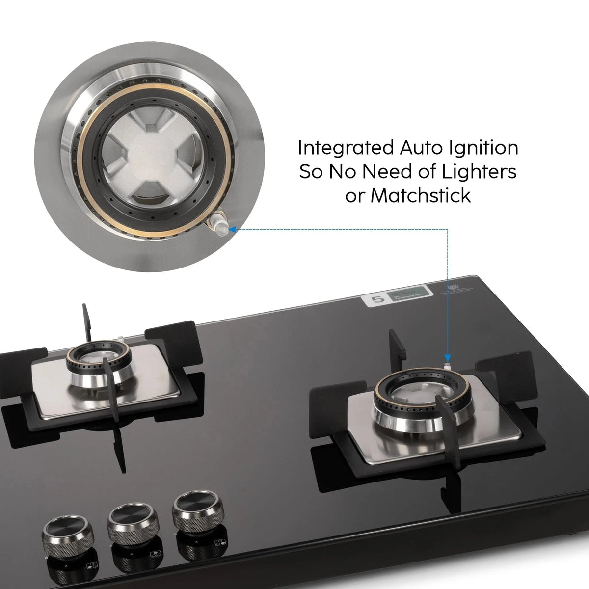 Glen Built In Hob-Top 3 Burner 90 cm | Auto Ignition | 8 MM Thick Toughened Glass|Black |Forged Brass Burners With Double-Ring Flames| 2 years standard & 5 years glass Warranty by Glen |1093XLSQHTDBTR