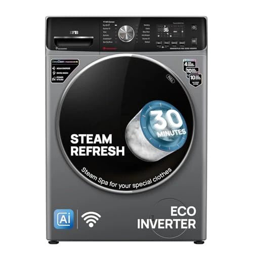 IFB 8 Kg 5 Star, DeepClean®, AI Powered, WiFi, Fully Automatic Front Load Washing Machine (SENATOR PLUS MSC 8014 SSL, PowerSteam®, 9 Swirl, Steam Refresh, Inbuilt Heater, Eco Inverter, Metalic Silver)