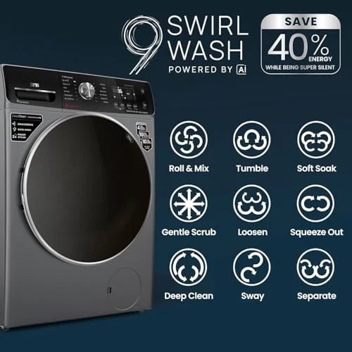 IFB 8 Kg 5 Star, DeepClean®, AI Powered, WiFi, Fully Automatic Front Load Washing Machine (SENATOR PLUS MSC 8014 SSL, PowerSteam®, 9 Swirl, Steam Refresh, Inbuilt Heater, Eco Inverter, Metalic Silver)