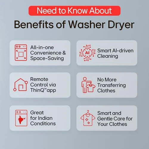 LG 12 Kg (Wash) / 7 Kg (Dry), AI Direct Drive Technology, Steam+ & Wi-Fi Front Load Fully Automatic Washer Dryer (FHD1207STB, Intelligent & Convenient Fabric Care & Turbowash 360, Platinum Black)