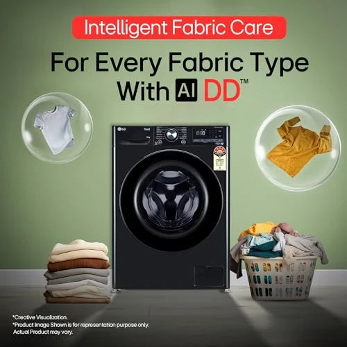 LG 12 Kg, 5 Star, AI Direct Drive Technology, Wi-Fi, Steam Fully Automatic Front-Loading Washing Machine (FHP1412Z5O, Intelligent & Convenient Fabric Care, Allergy Care, Remote Control, Onyx Black)
