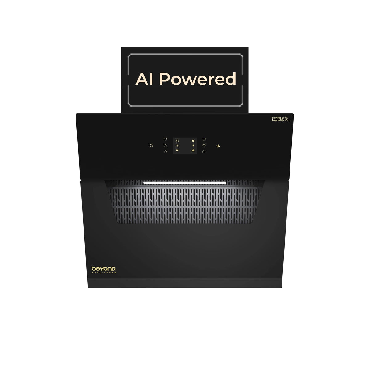 Beyond Appliances Elara 60cm Auto Clean Slant Kitchen Chimney | 1500 CMH Suction | Filterless | Smart AI, Motion Sensor & Speakers | Touch Control | Radio | Whistle Counter | Black | PAN INDIA SERVICE