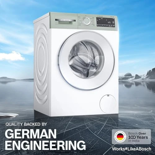 Bosch 10 kg 5 Star Front Load Fully Automatic Washing Machine, AI ActiveWater, Iron Steam Assist,Anti Stain, Inbuilt heater, 14 Wash Programs, 60L Large Drum, Autumn Green, WGA254ZJIN (2026 model)