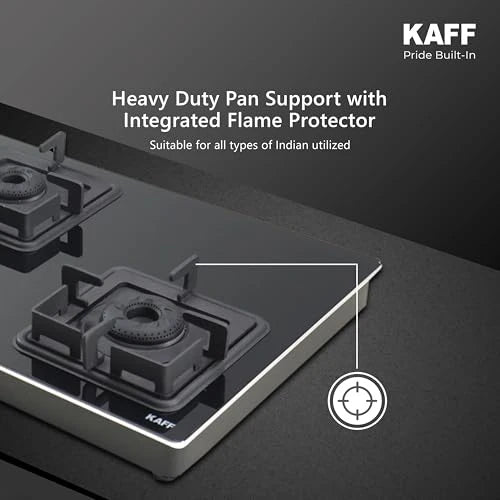 Kaff OB-QKRC-3AFB 3 Burner 77 cm Black Glass Gas Hob